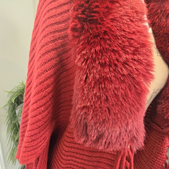 🌹Women's Fur Collar Shawl Cape Women's Knitted Cardigan Cape Top Women's - Picture 3 of 4